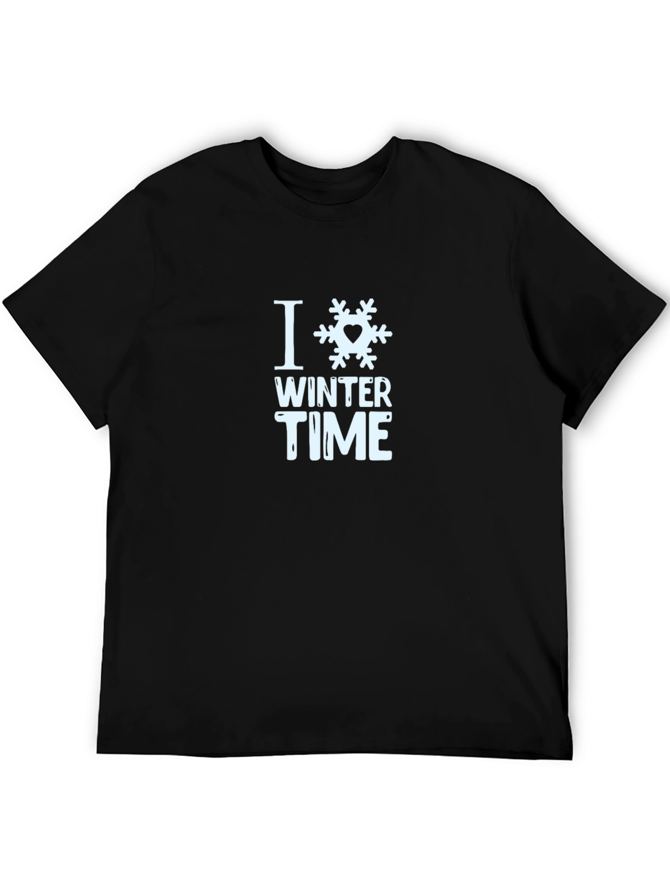 I Love Winter Time Black T-Shirt