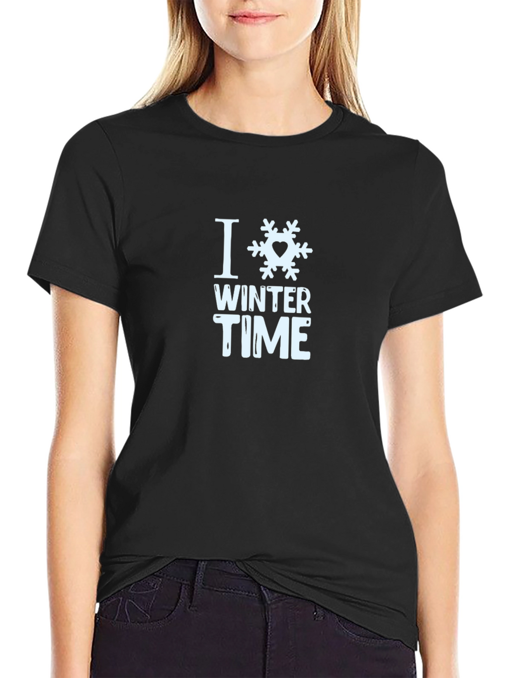 I Love Winter Time Black T-Shirt