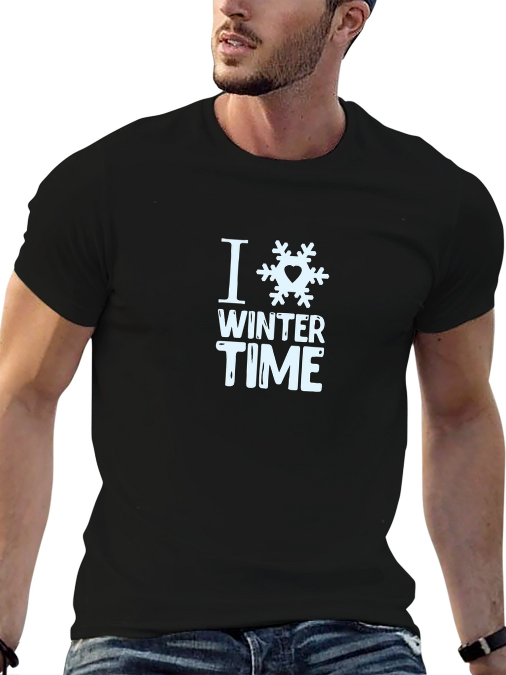 I Love Winter Time Black T-Shirt