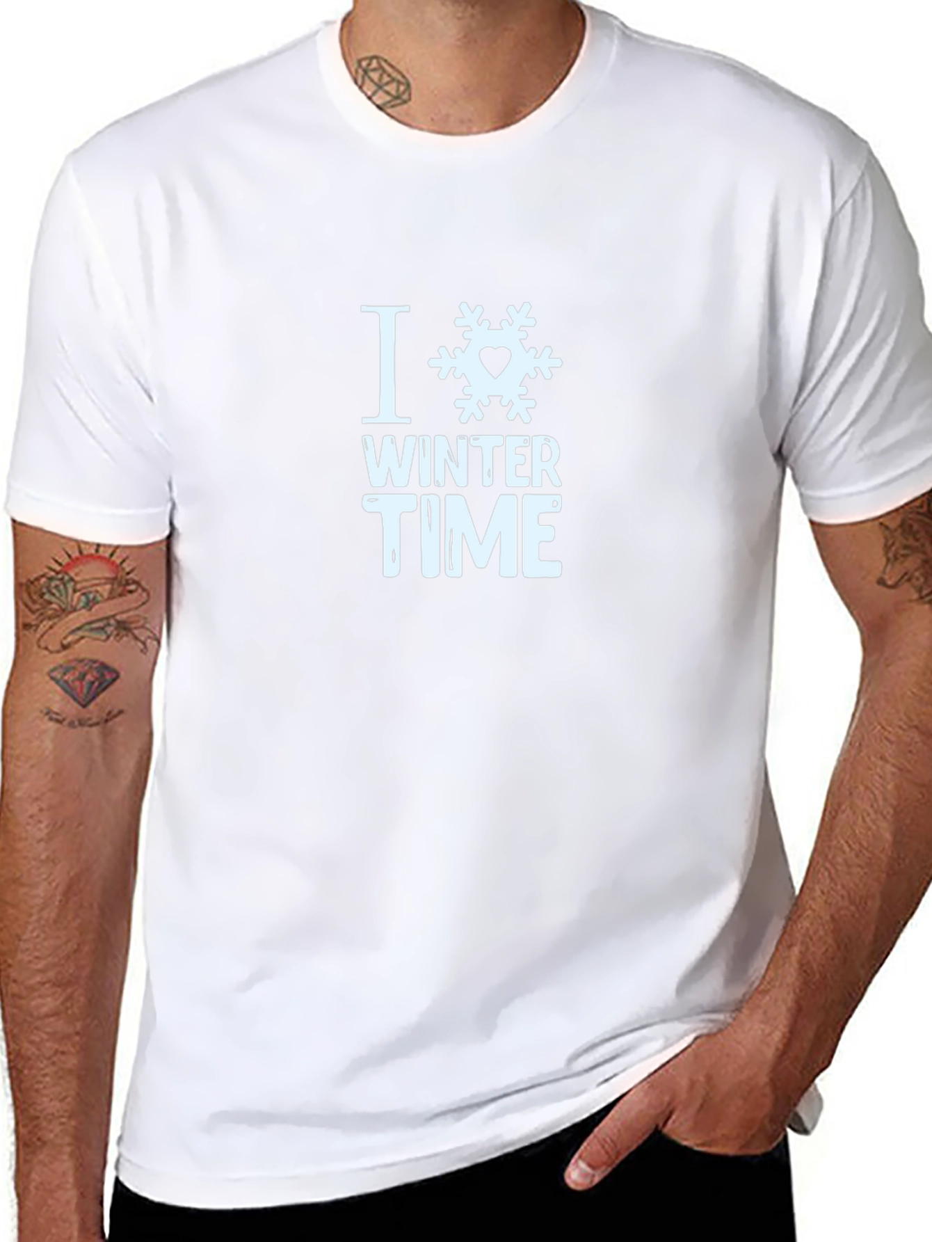 I Love Winter Time Black T-Shirt