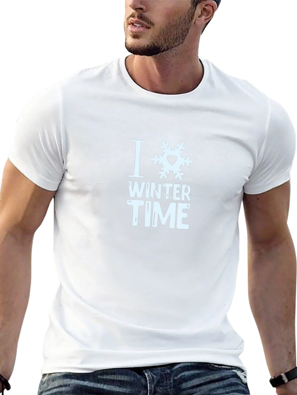 I Love Winter Time Black T-Shirt