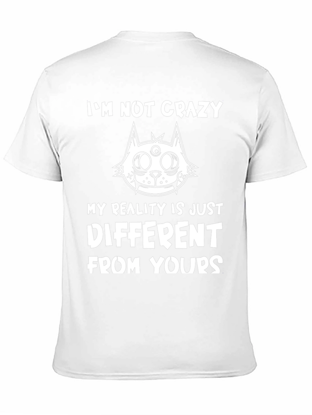 Crazy Cat Reality Graphic Black T-Shirt