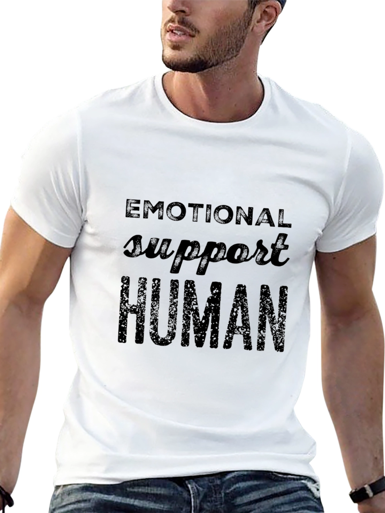 Emotional Support Human Black T-Shirt