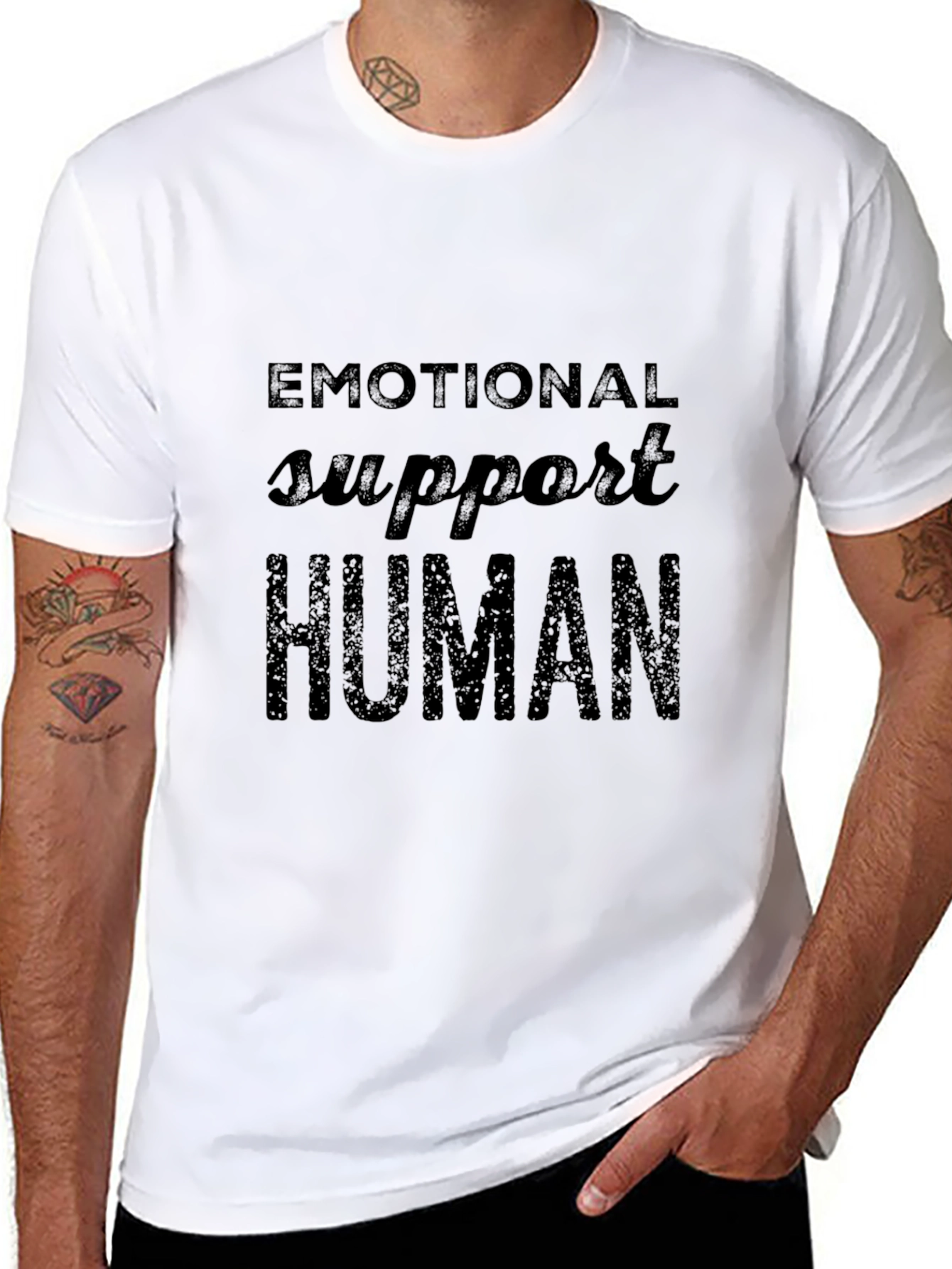 Emotional Support Human Black T-Shirt