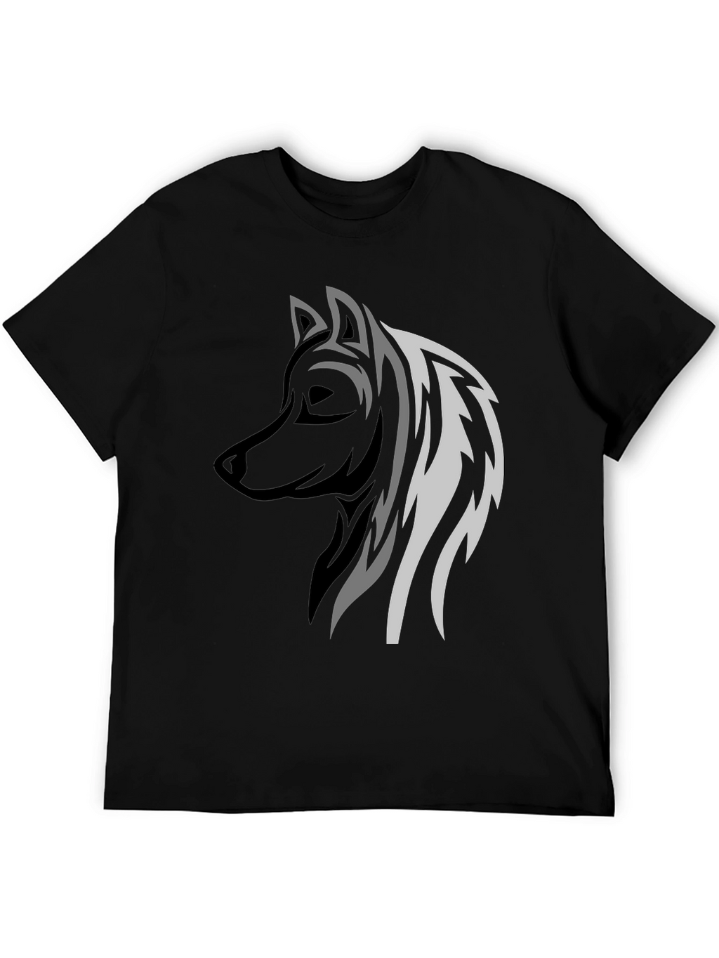 Wolf Graphic Print Mens Black T-Shirt