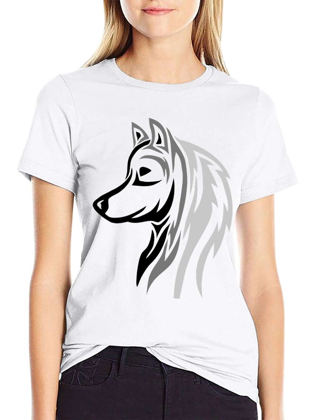 Wolf Graphic Print Mens Black T-Shirt