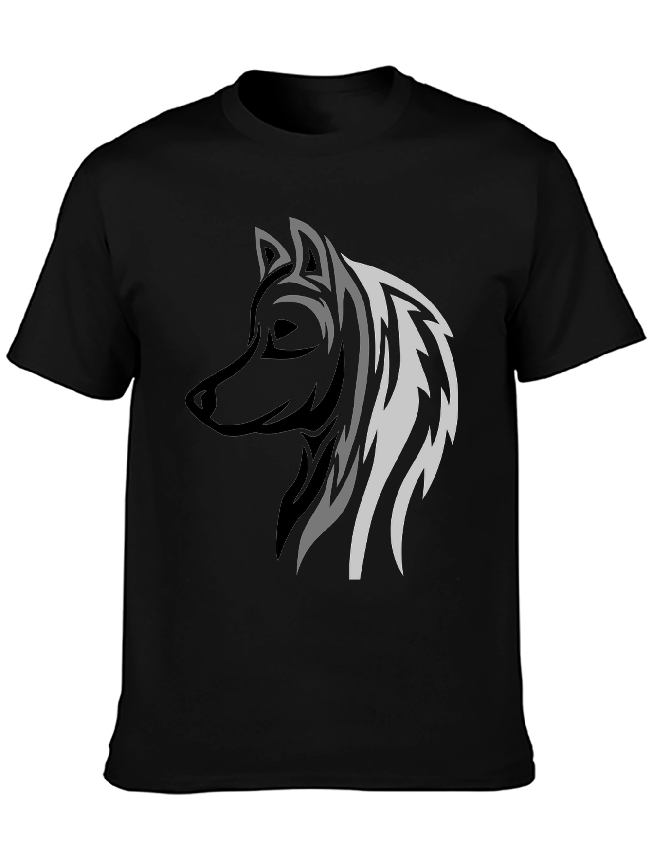 Wolf Graphic Print Mens Black T-Shirt