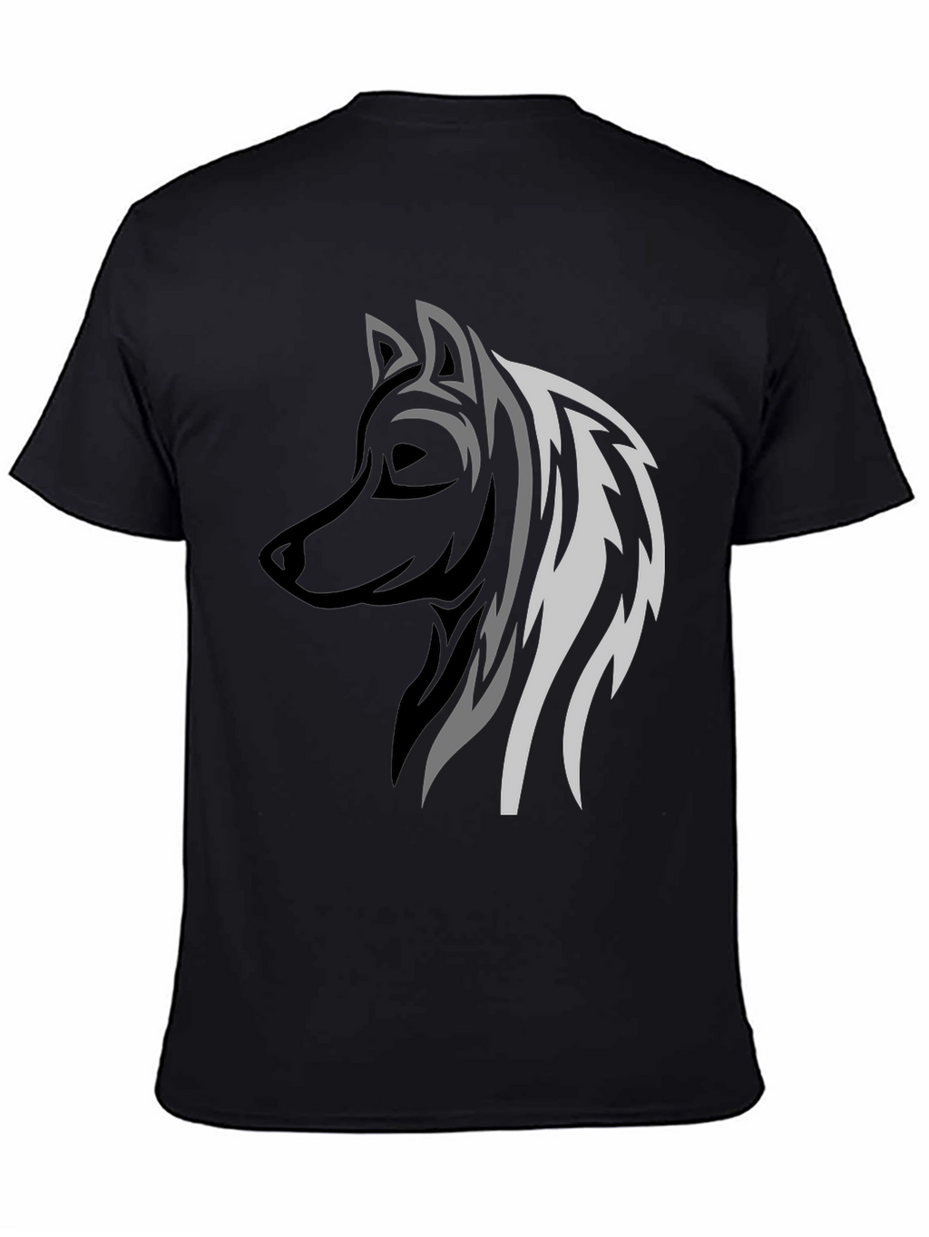 Wolf Graphic Print Mens Black T-Shirt