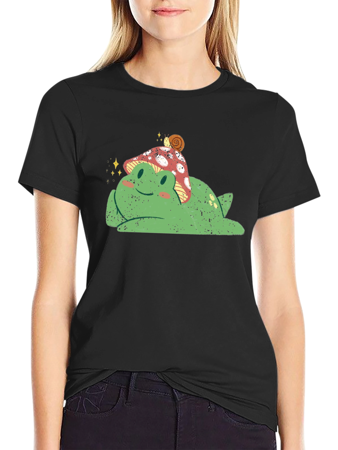 Frog with Mushroom Hat Graphic Tee