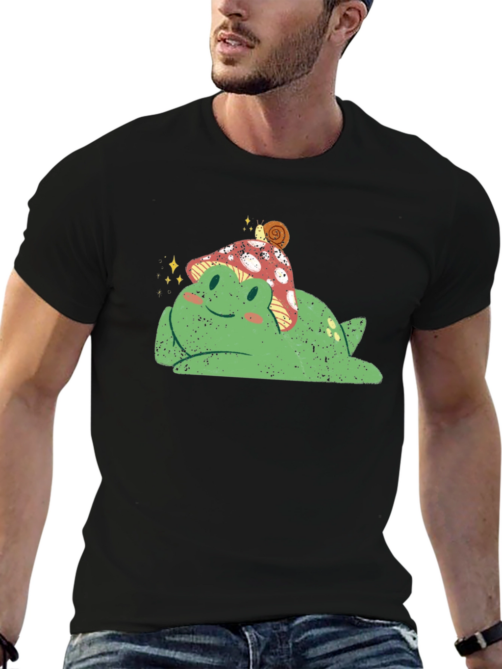 Frog with Mushroom Hat Graphic Tee