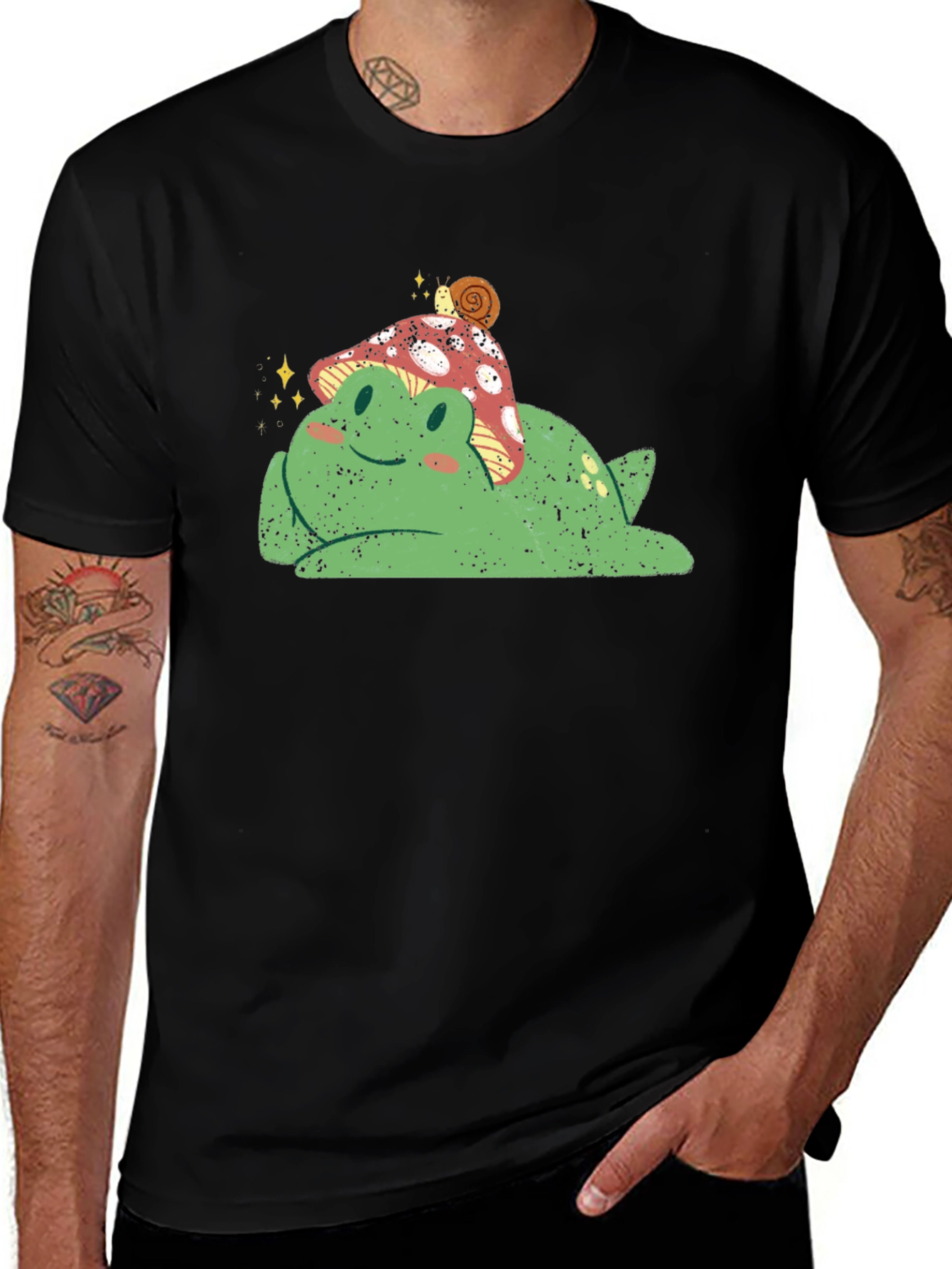 Frog with Mushroom Hat Graphic Tee