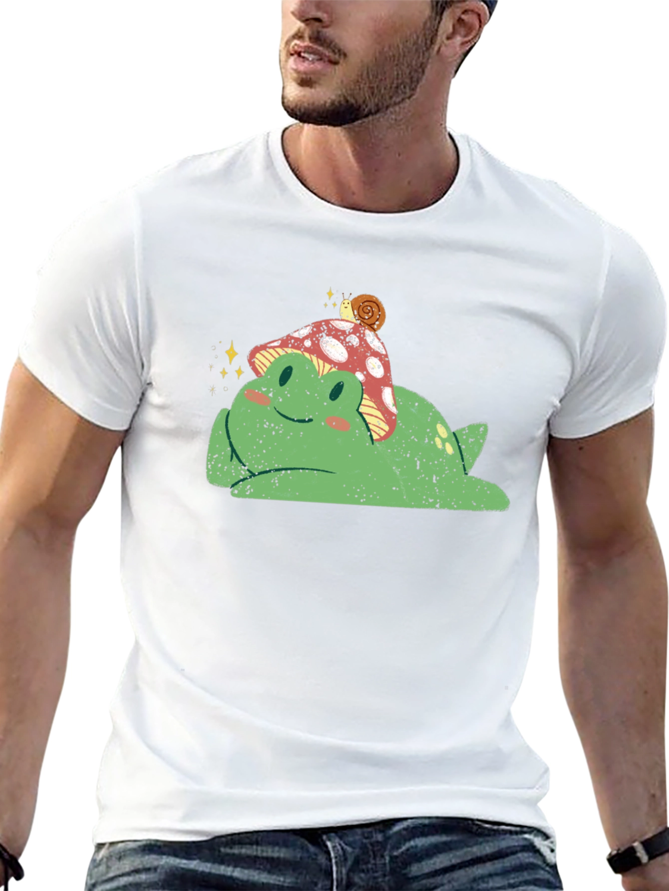 Frog with Mushroom Hat Graphic Tee