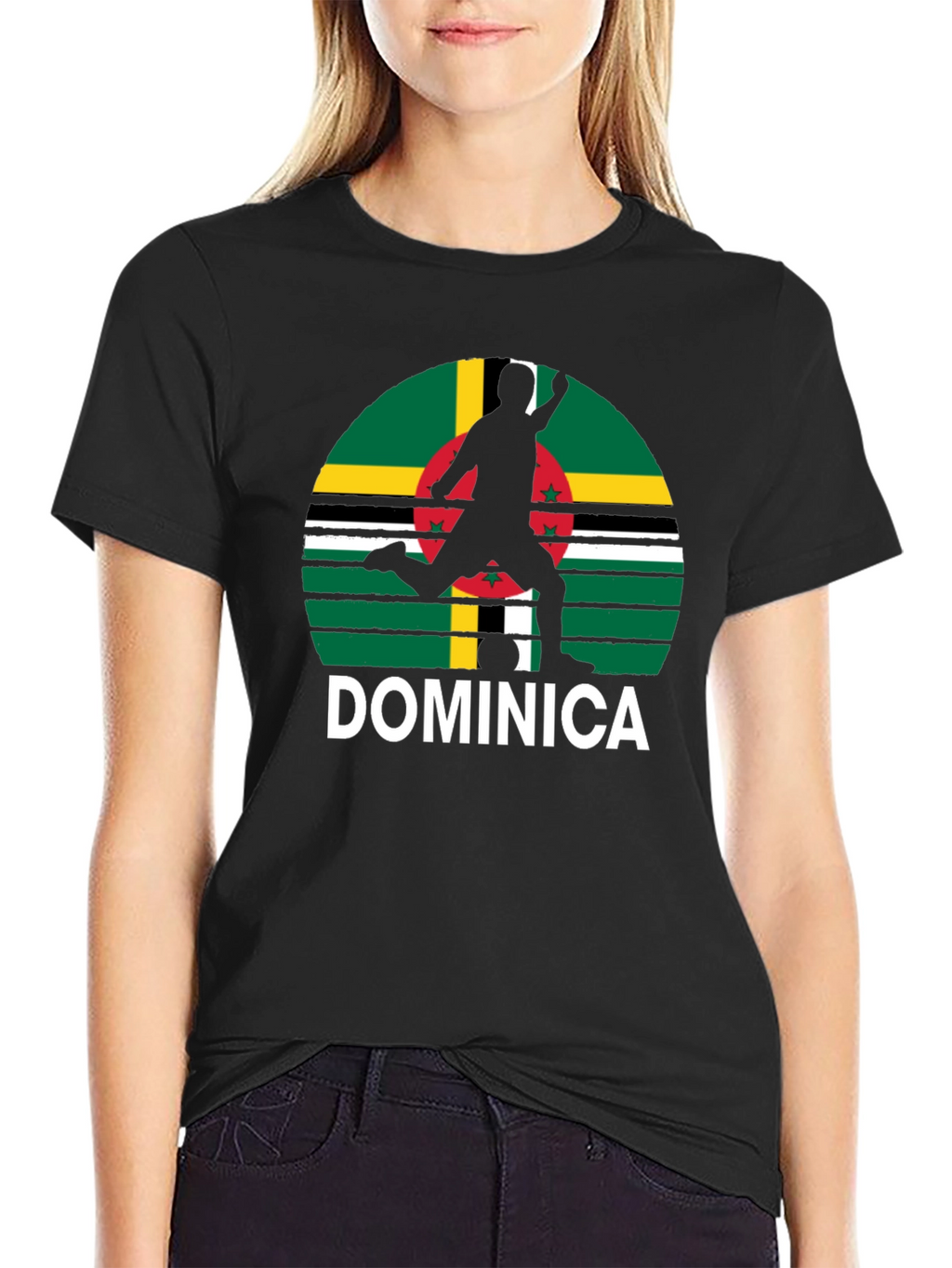 Dominica Soccer T-Shirt - Black Tee