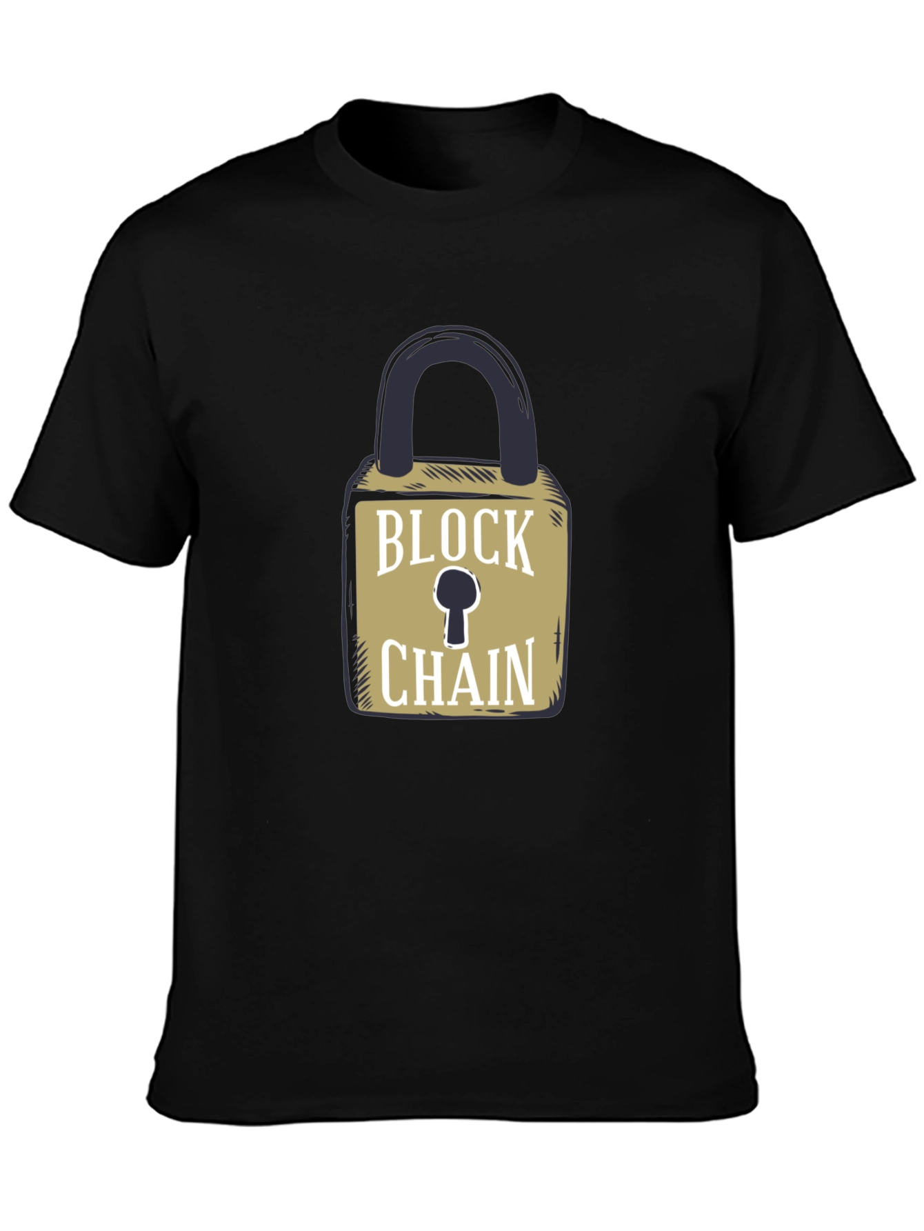Blockchain Lock Graphic Tee - Secure Crypto Style