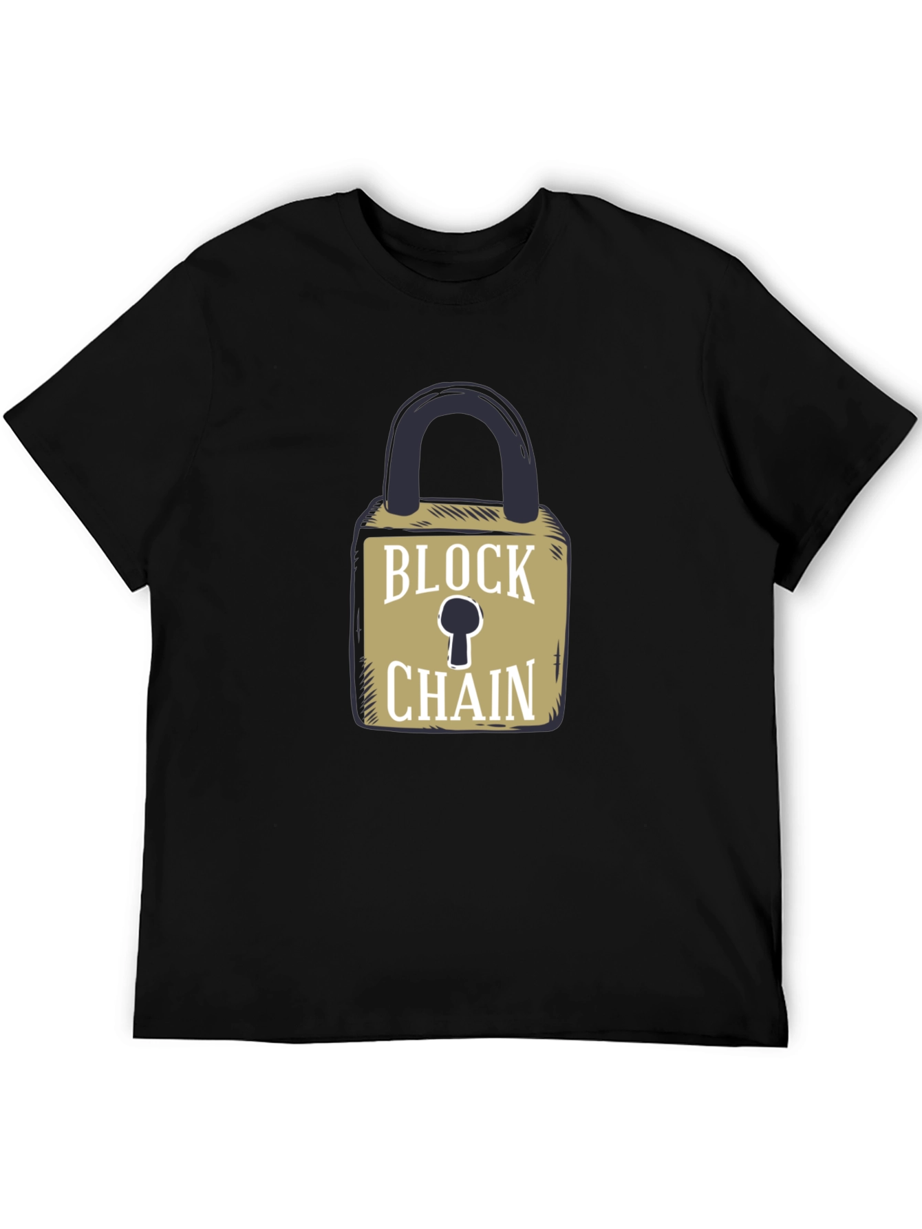 Blockchain Lock Graphic Tee - Secure Crypto Style