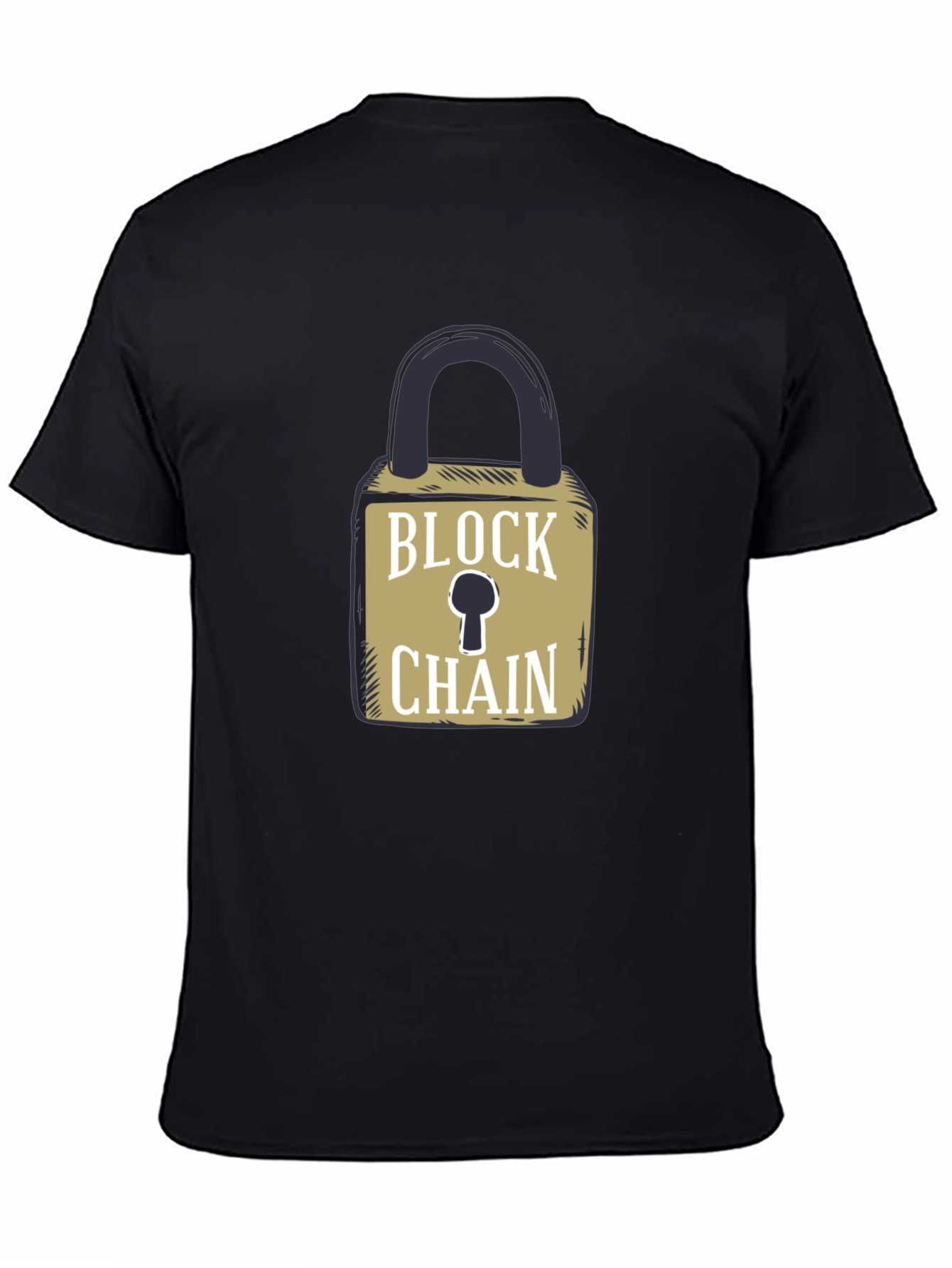 Blockchain Lock Graphic Tee - Secure Crypto Style