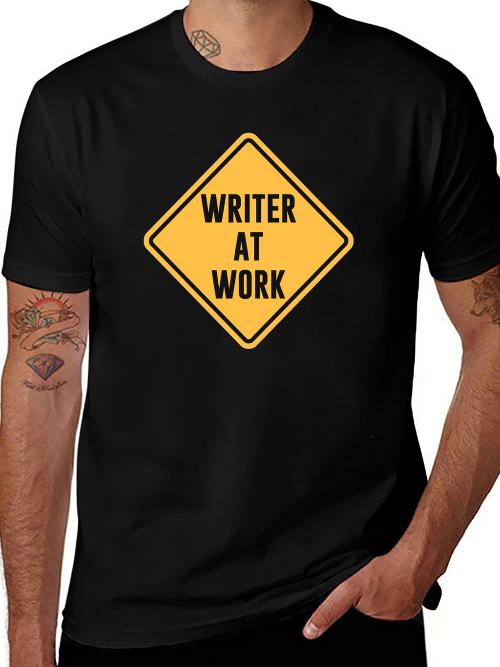 Writer At Work T-Shirt - Black Novelty Tee