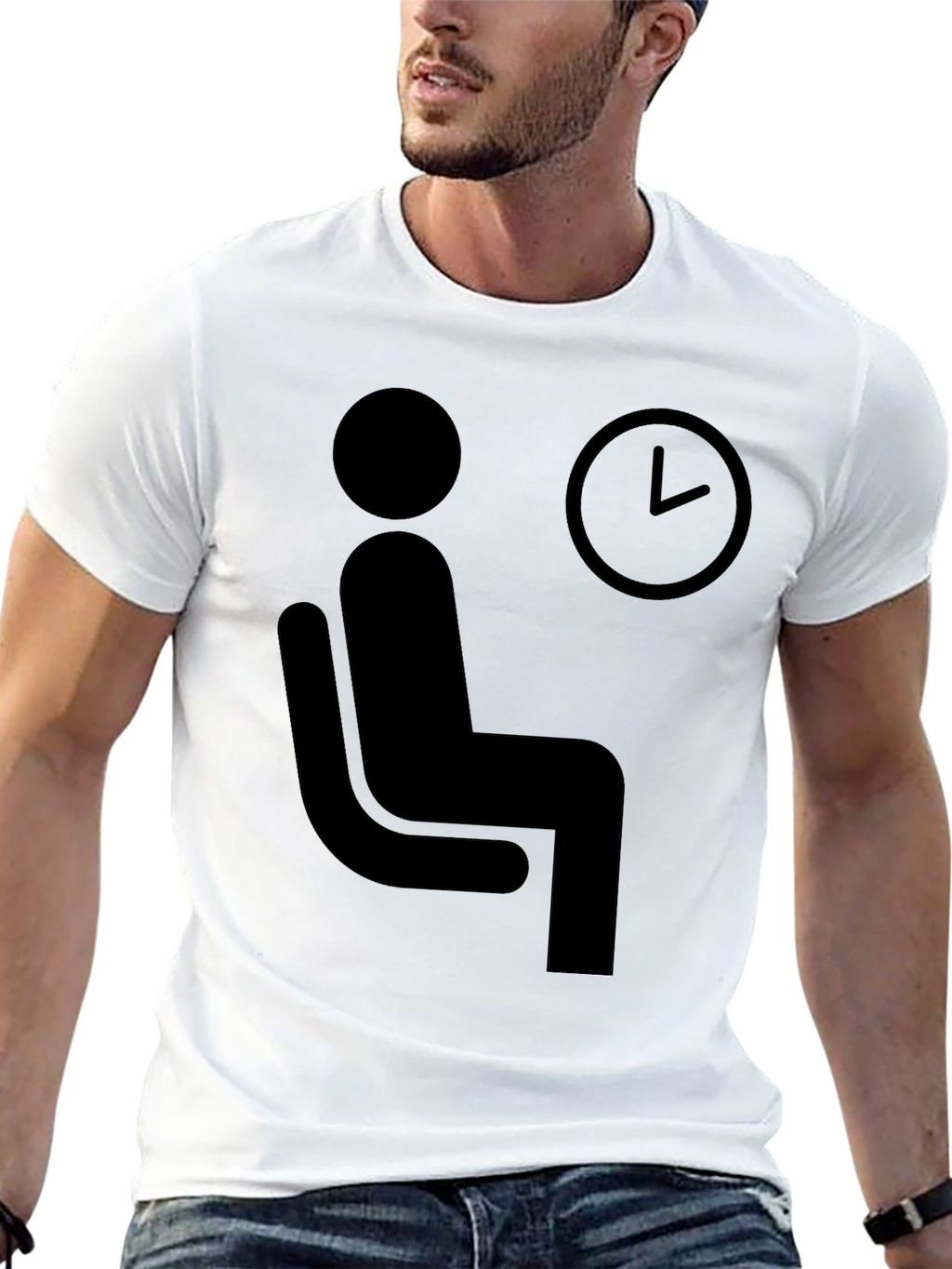 Waiting Time T-Shirt - Funny Waiting Man Graphic Tee