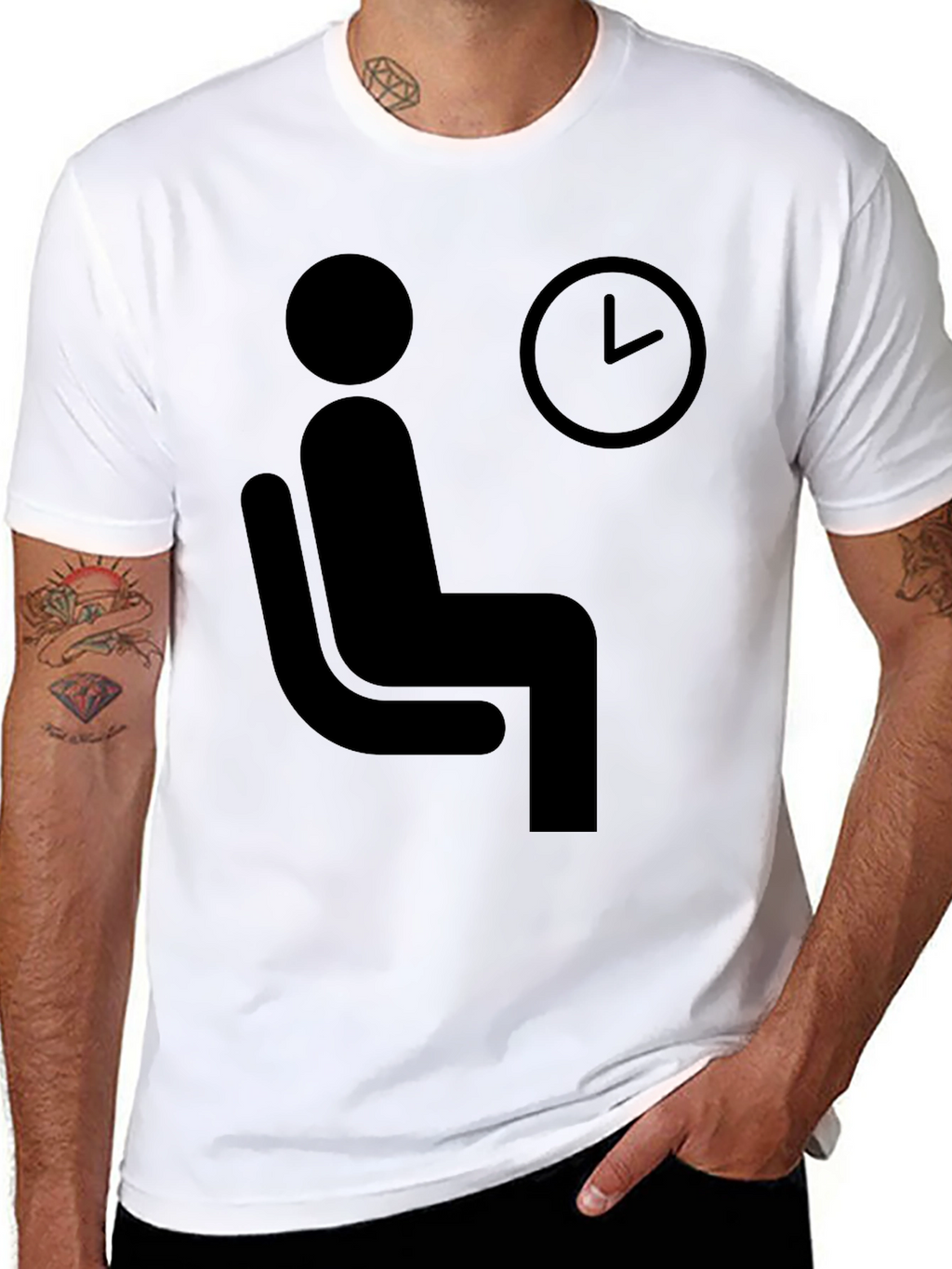 Waiting Time T-Shirt - Funny Waiting Man Graphic Tee