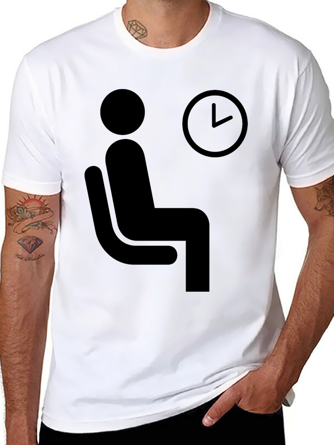 Waiting Time T-Shirt - Funny Waiting Man Graphic Tee