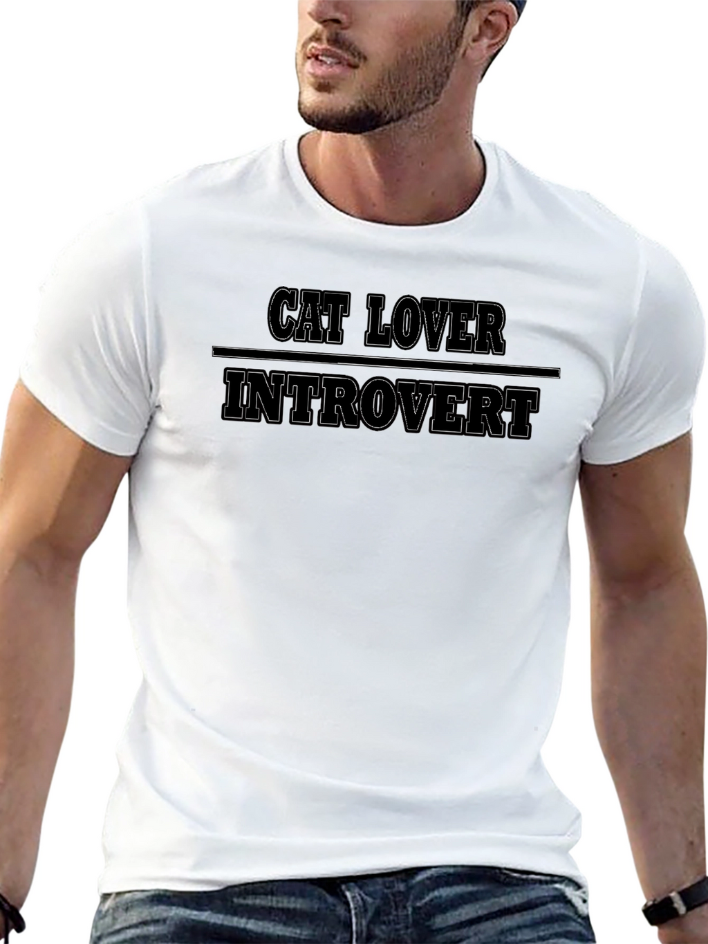 Cat Lover Introvert Graphic T-Shirt - Black