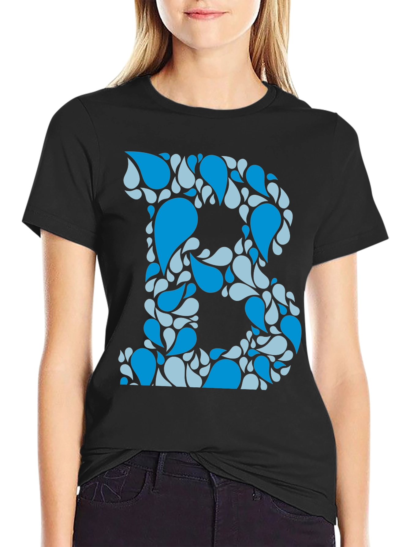 Blue Water Drop Initial B Graphic T-Shirt