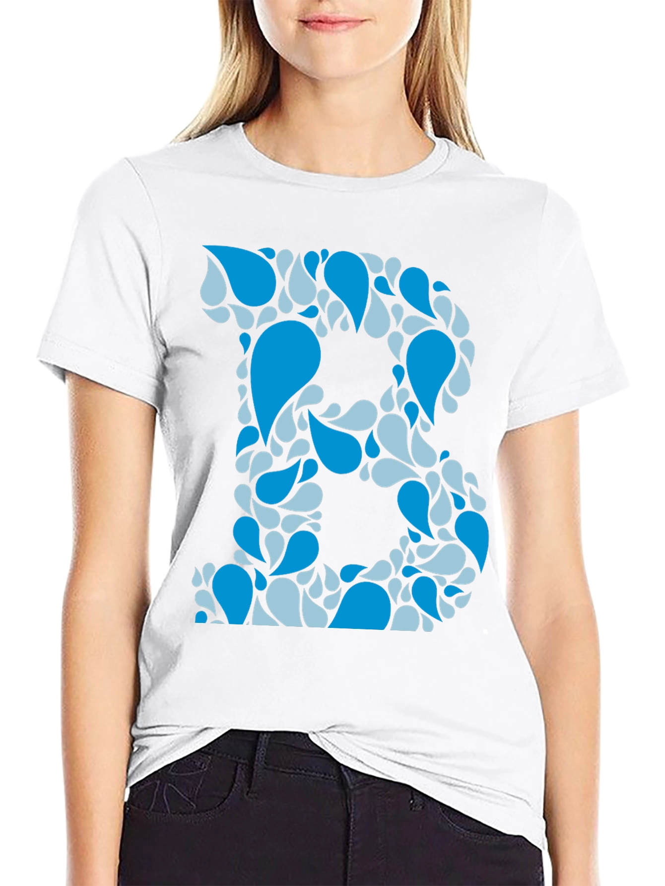Blue Water Drop Initial B Graphic T-Shirt