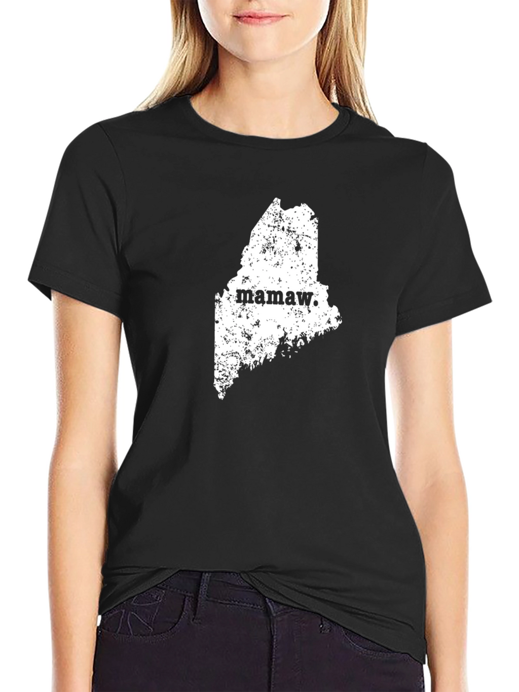 Mamaw Maine State Black Graphic Tee