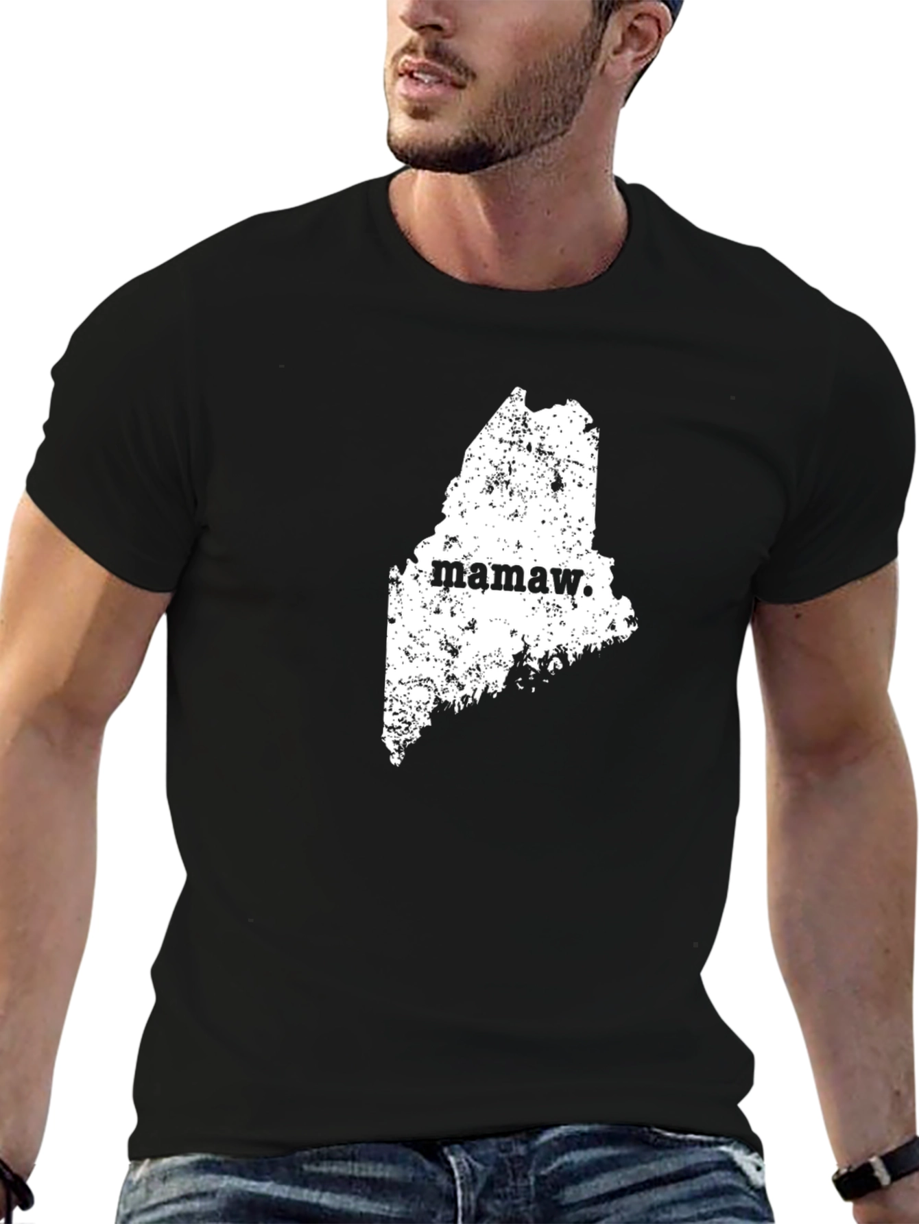 Mamaw Maine State Black Graphic Tee