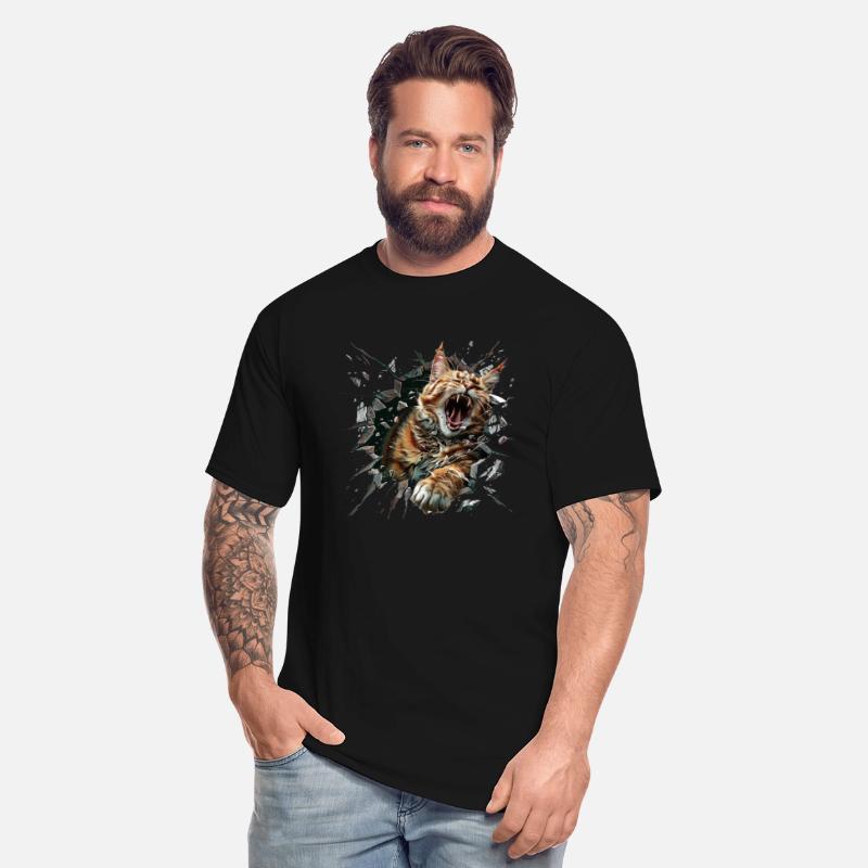 cat breaking through a hole in a wall