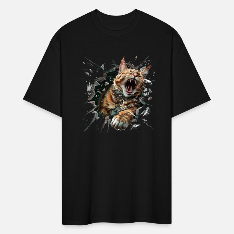 cat breaking through a hole in a wall