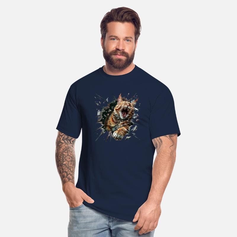 cat breaking through a hole in a wall