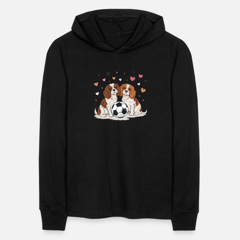 Cavalier Spaniels with soccer ball for Valentine's