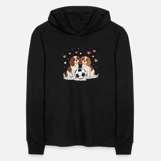 Cavalier Spaniels with soccer ball for Valentine's