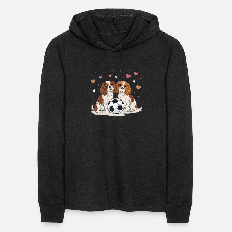 Cavalier Spaniels with soccer ball for Valentine's