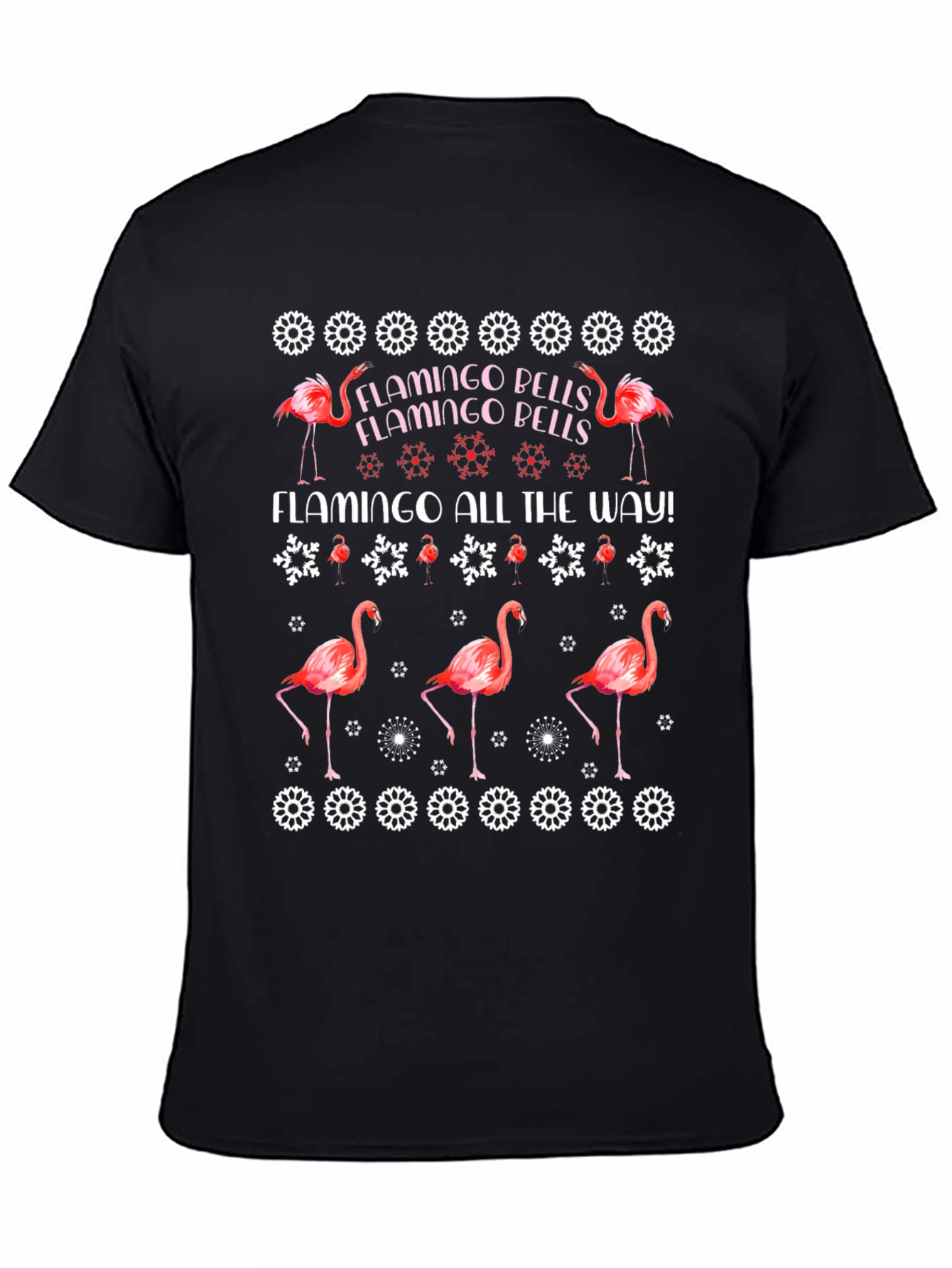 Flamingo Bells T-Shirt - Christmas Holiday Style