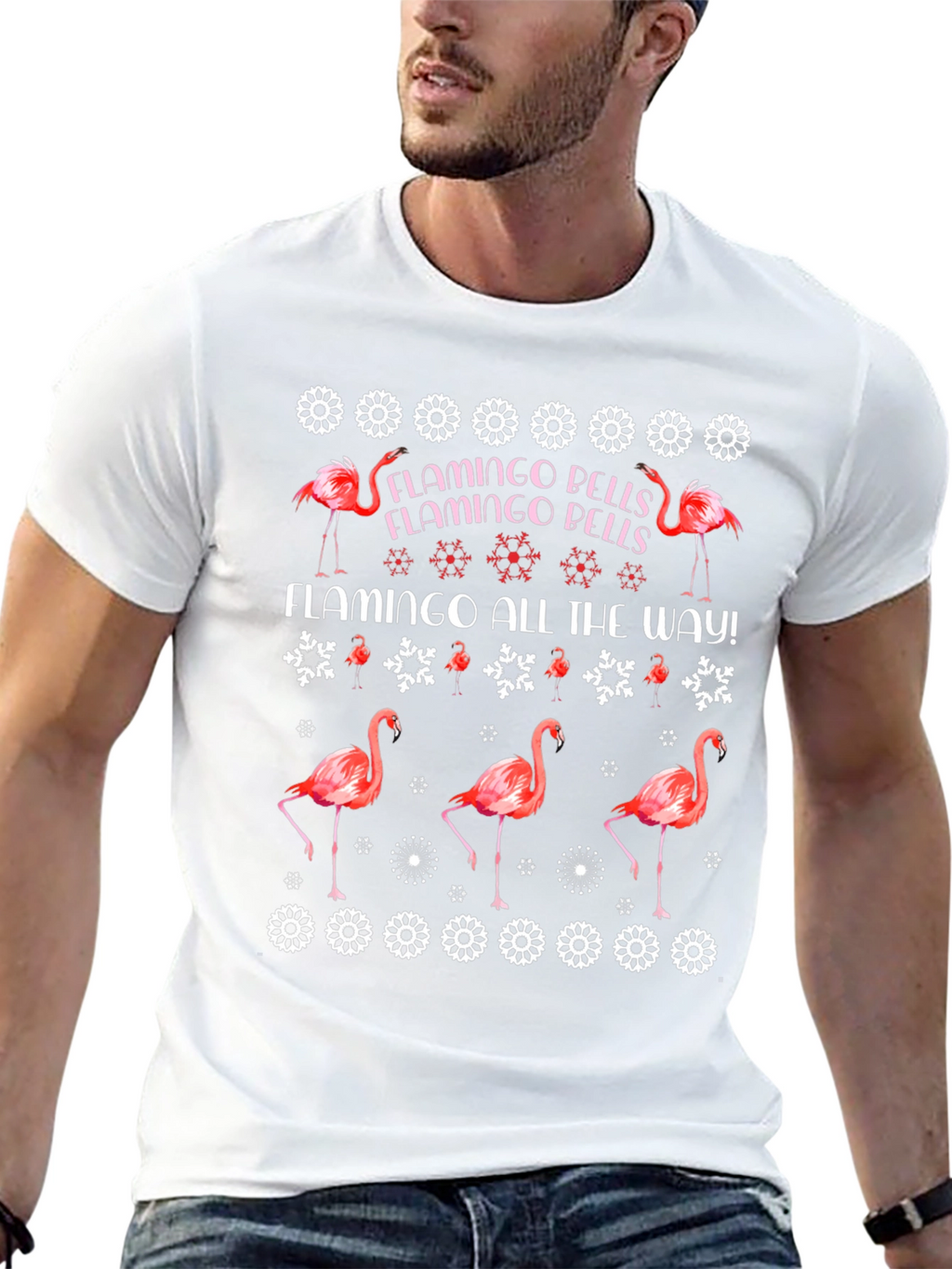 Flamingo Bells T-Shirt - Christmas Holiday Style