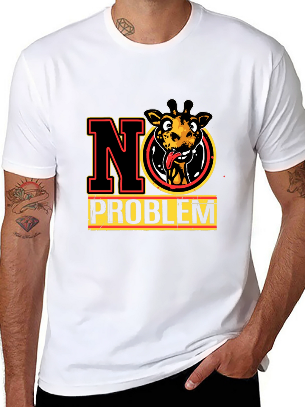 No Problem Giraffe Graphic Tee - Mens Black T-Shirt