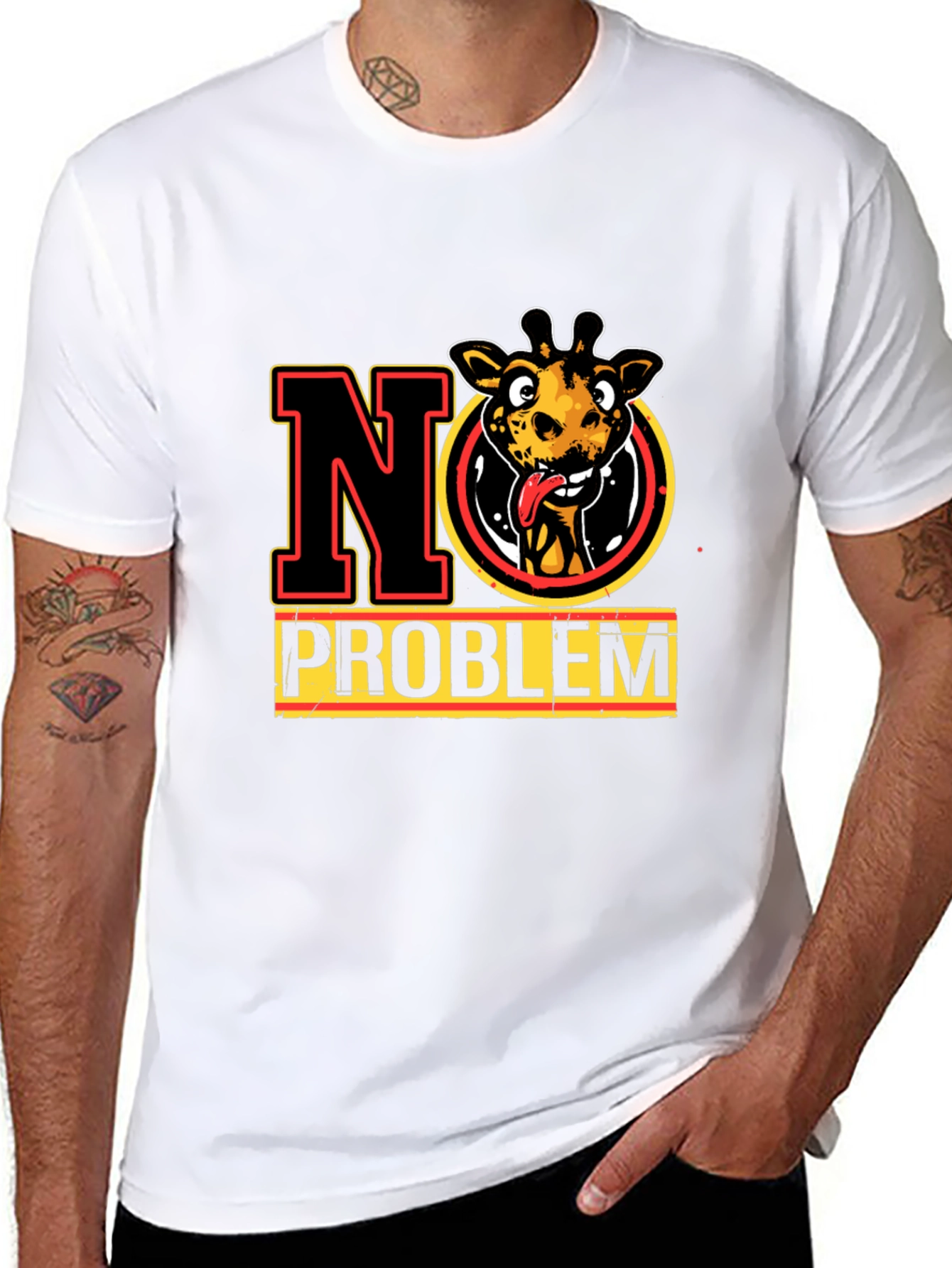 No Problem Giraffe Graphic Tee - Mens Black T-Shirt