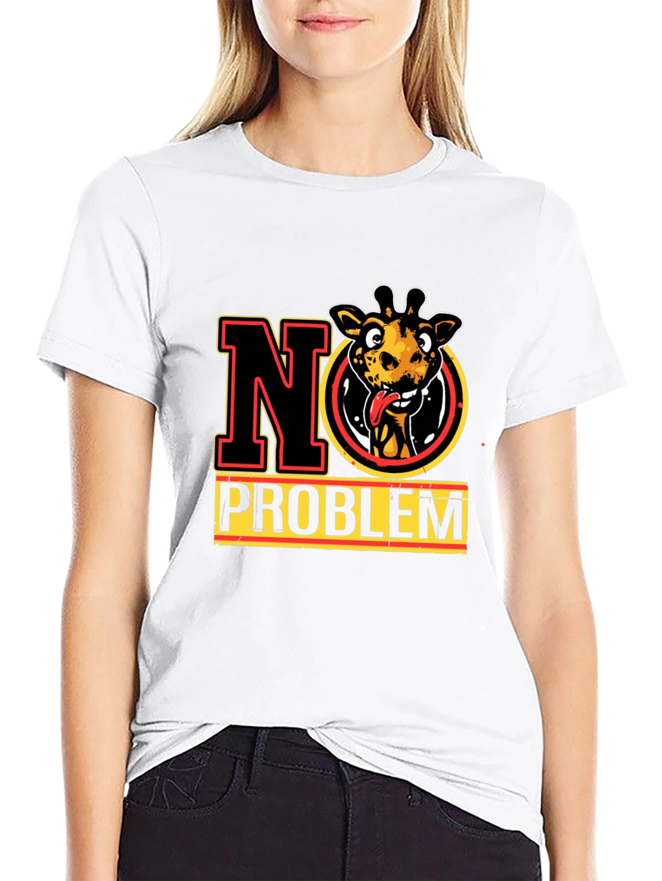 No Problem Giraffe Graphic Tee - Mens Black T-Shirt