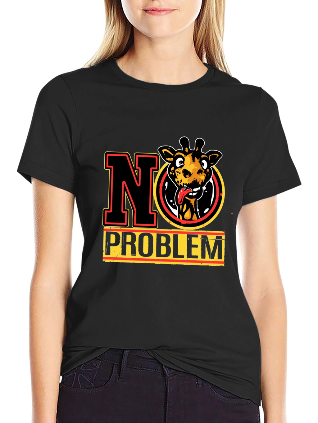No Problem Giraffe Graphic Tee - Mens Black T-Shirt