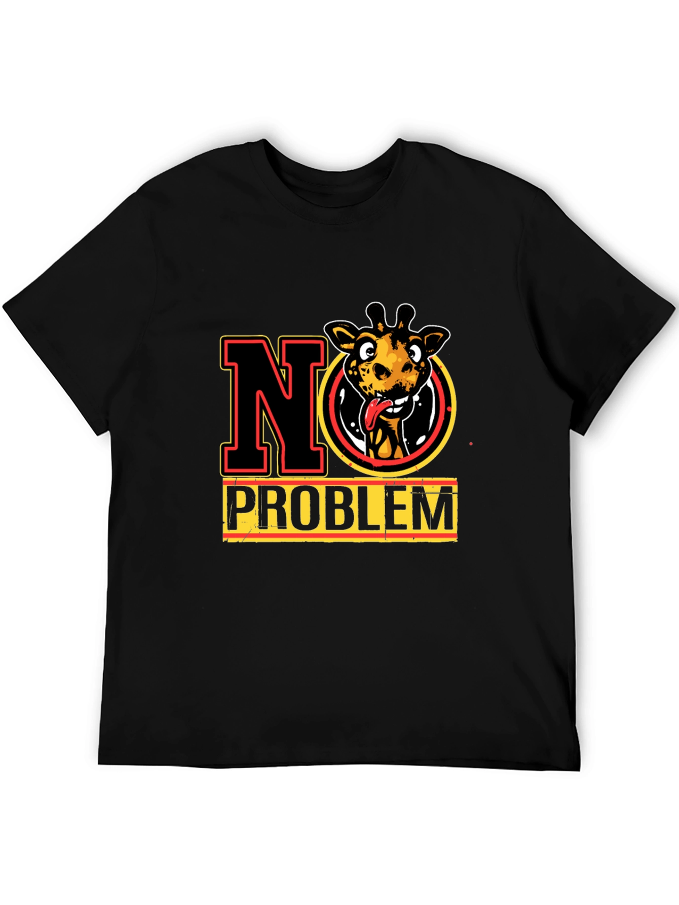 No Problem Giraffe Graphic Tee - Mens Black T-Shirt
