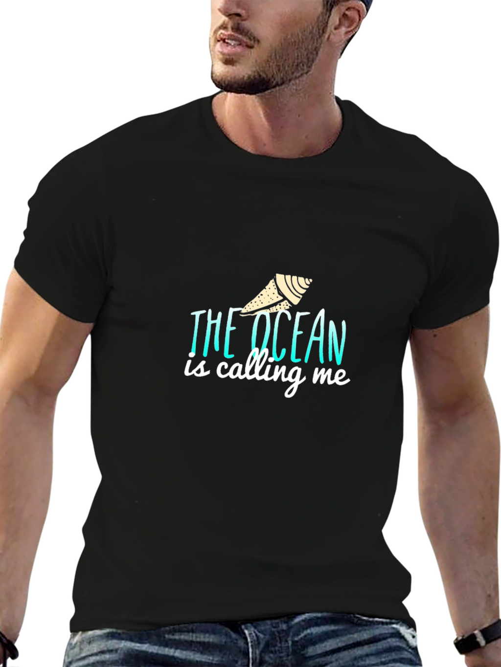The Ocean is Calling Me Black T-Shirt