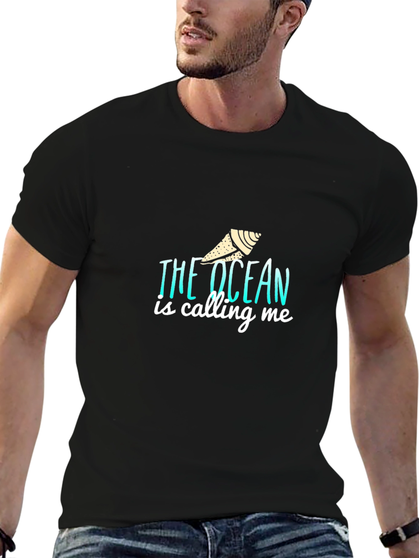 The Ocean is Calling Me Black T-Shirt