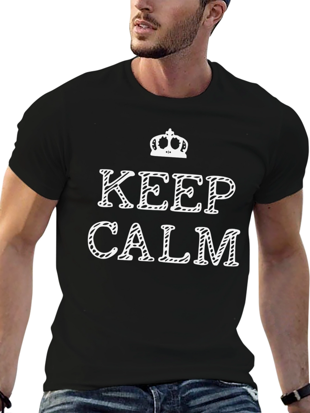 Keep Calm Graphic Tee - Black Cotton T-Shirt