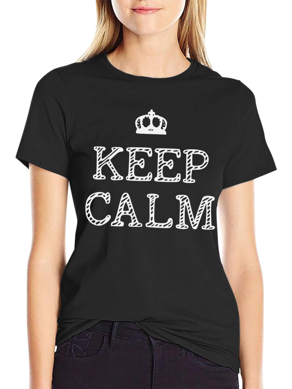 Keep Calm Graphic Tee - Black Cotton T-Shirt