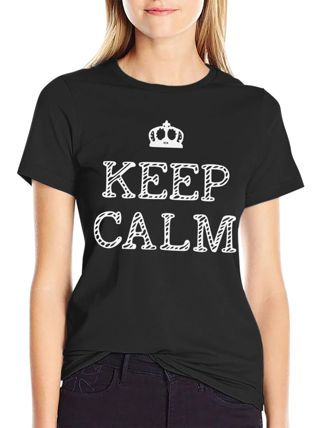 Keep Calm Graphic Tee - Black Cotton T-Shirt