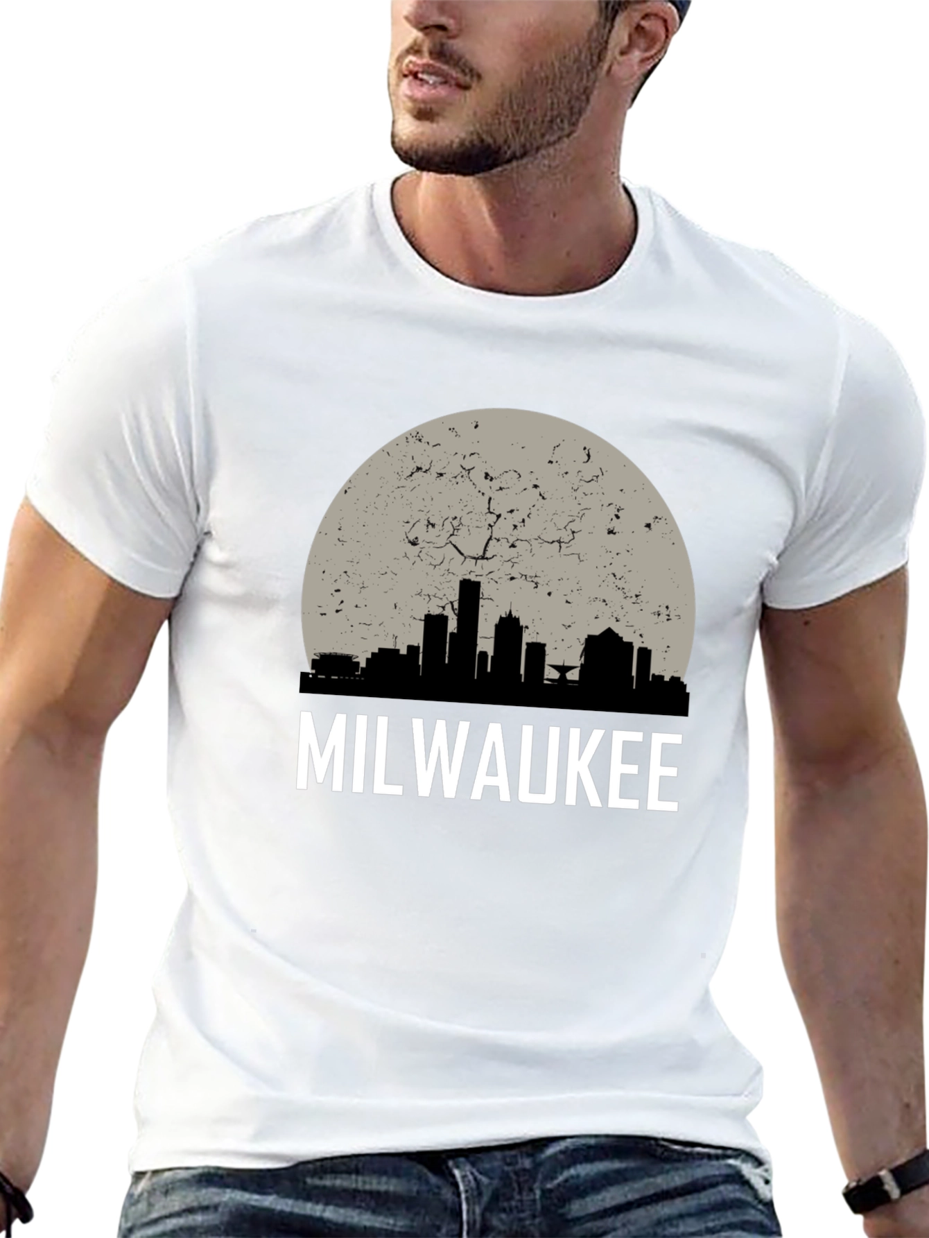 Milwaukee Skyline Graphic Tee - Distressed Moon Design