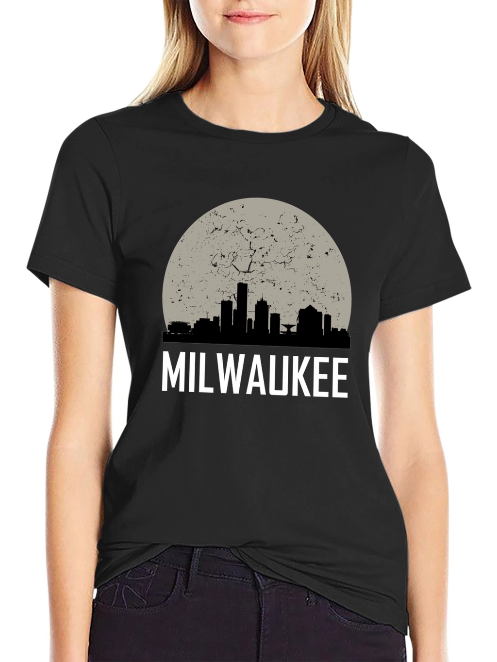 Milwaukee Skyline Graphic Tee - Distressed Moon Design
