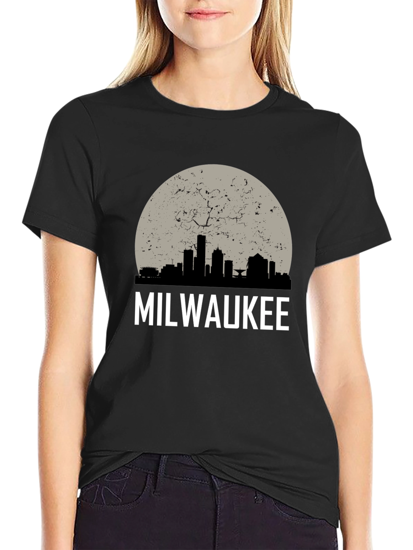 Milwaukee Skyline Graphic Tee - Distressed Moon Design